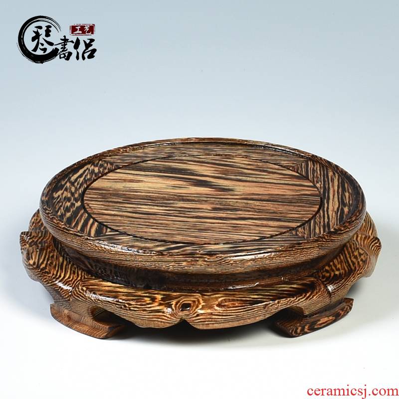Chicken wings are it base papaya arris round base solid wood vase base wooden carved wooden furnishing articles base