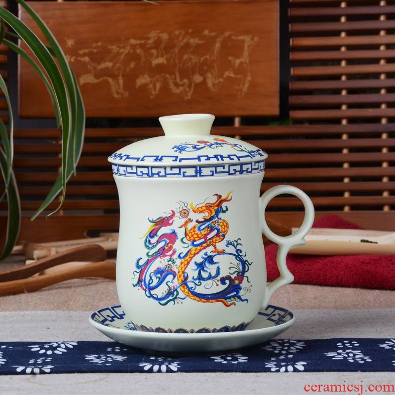 Xiang feng ceramic cups with filter with cover office meeting individual cup tea cup 4 is boss