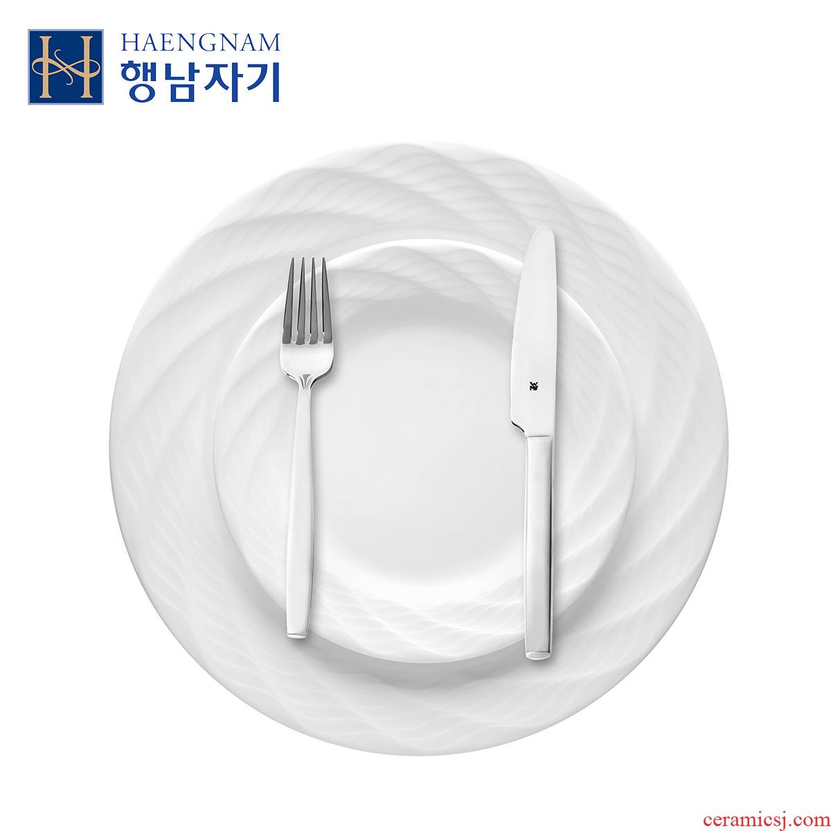 HAENGNAM Han Guoxing south porcelain white wavy high - end western food four - piece ipads porcelain tableware dinner table