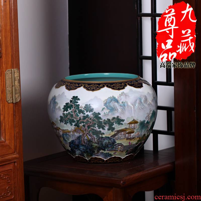 Jingdezhen ceramics imitation the qing qianlong pastel heavy industry landscape pattern pot vase household adornment handicraft furnishing articles
