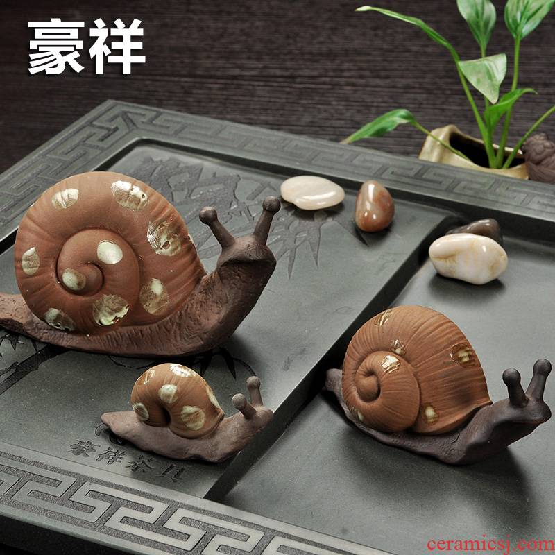 Howe auspicious tea tea pet furnishing articles violet arenaceous tea accessories tea tea play creative color sand ceramics snails