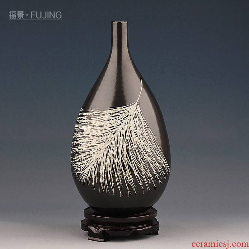 The scene home decoration ceramic plume water droplets of modern Chinese angel sitting room place flower arrangement craft vase