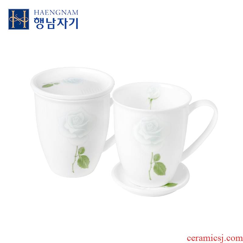 Green, rose, ipads porcelain with cover to mark cup HAENGNAM Han Guoxing south China birthday is valentine 's day gift