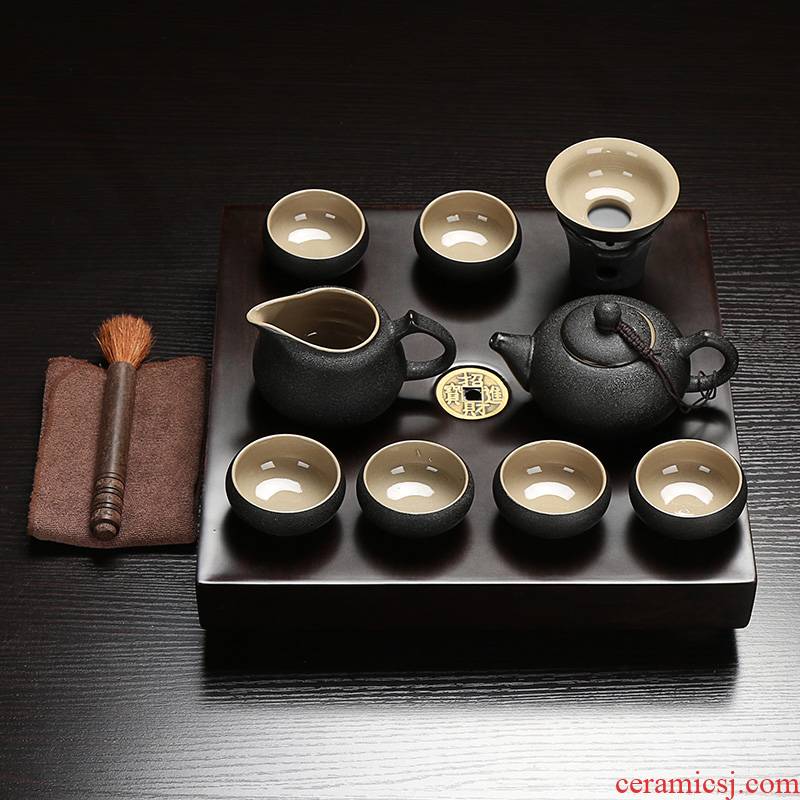 Xin arts margin of tea tea consolidation piece of ebony tea tray of a complete set of ceramic tea set kung fu tea set