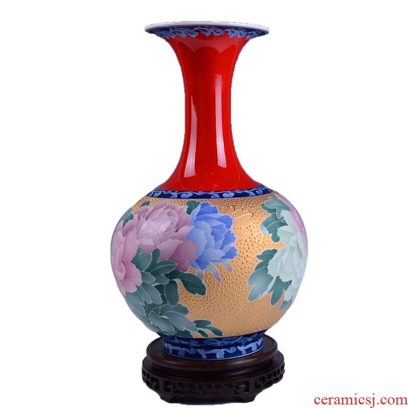 Liling ceramic reliefs big vase under the glaze colorful paint blooming flowers, 46 cm tall tree porcelain gifts