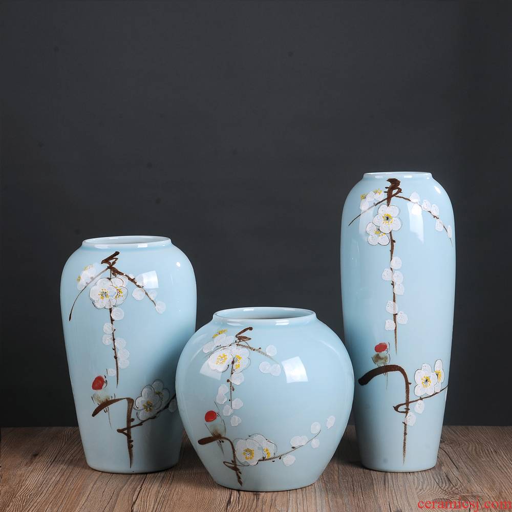 Jingdezhen ceramic vases, flower vase furnishing articles sitting room dry flower vases, flower implement zen new Chinese style household adornment