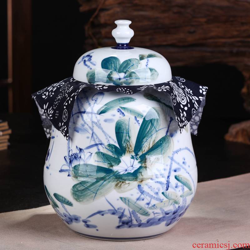 Jingdezhen ceramic POTS awake pu 'er tea caddy fixings large manual home box sealed storage tank