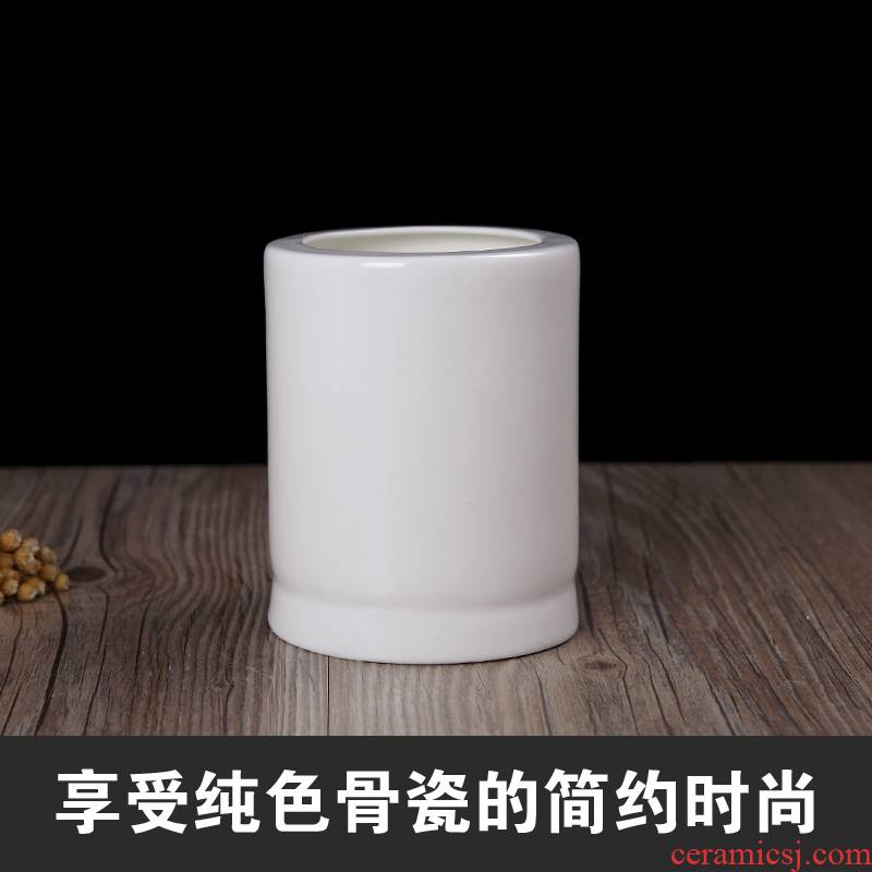 Pure white ipads porcelain of jingdezhen ceramic round brush pot furnishing articles head 'day gift office supplies office table decoration