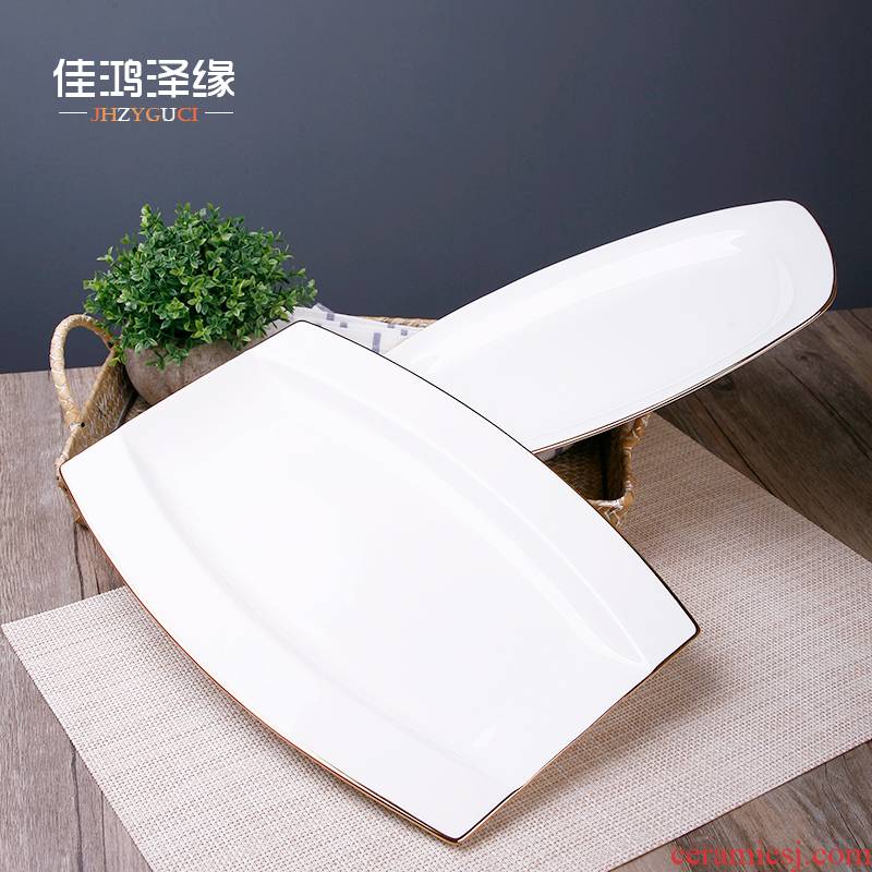 Fish ipads porcelain plate of creative household elliptical plate steamed Fish plate ceramic tableware large rectangle plate plate of tangshan porcelain