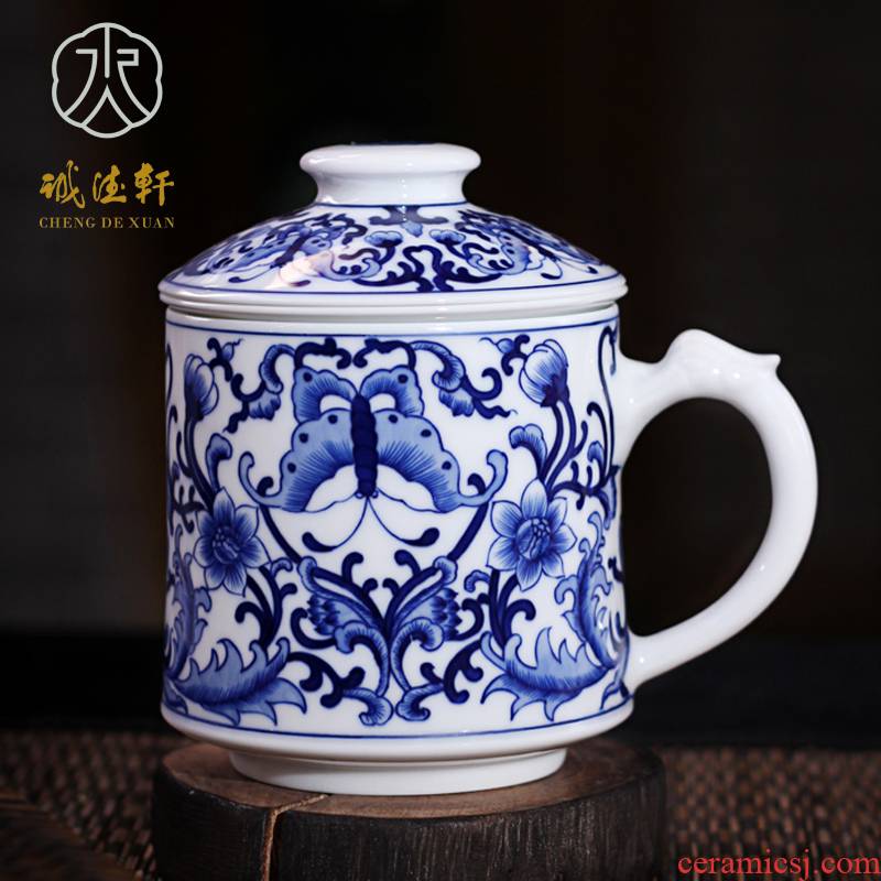 Cheng DE hin kung fu tea set, jingdezhen ceramic hand - made office cup five good porcelain teacup auspicious figure good fortune