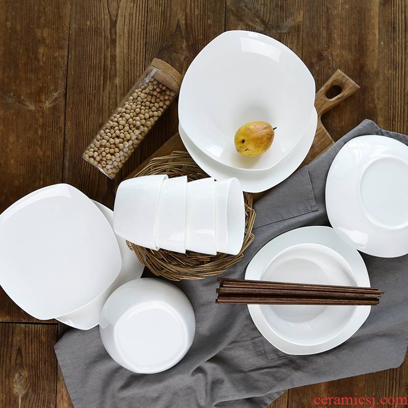 Tangshan pure white ipads porcelain tableware tableware suit dishes home 4 combo "12 head white kitchen dishes suit