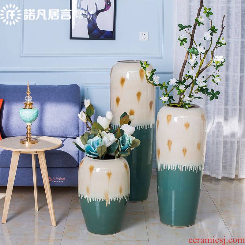 Ceramic floor sitting room hotel European - style villa large vase flower arranging furnishing articles dried flowers Nordic contracted modern decoration
