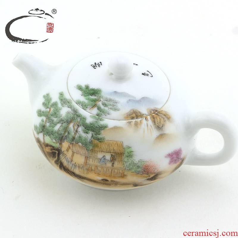 And auspicious hand pastel scenery small pot of jingdezhen Li Dashi yong hand - made ceramic teapot single pot with certificate