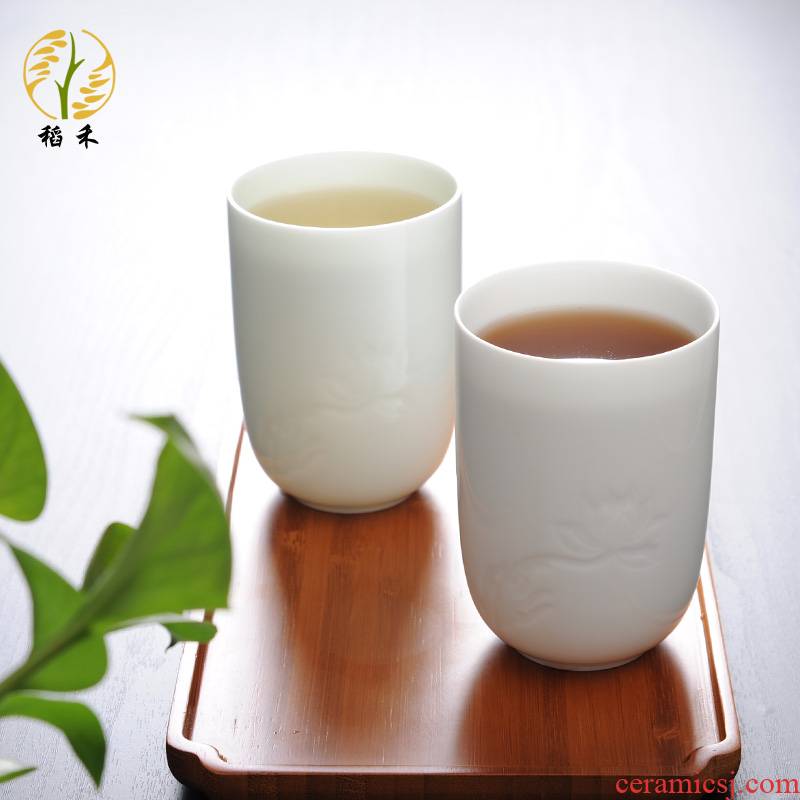 Jingdezhen ceramic cups white porcelain cup of carve patterns or designs on woodwork household contracted sitting room tea ultimately responds cup celadon office
