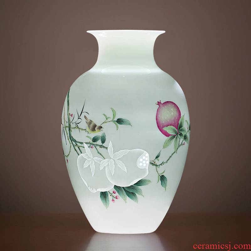 Jingdezhen ceramics Chinese hand - made orioles pomegranate vase master home sitting room porch decoration as furnishing articles