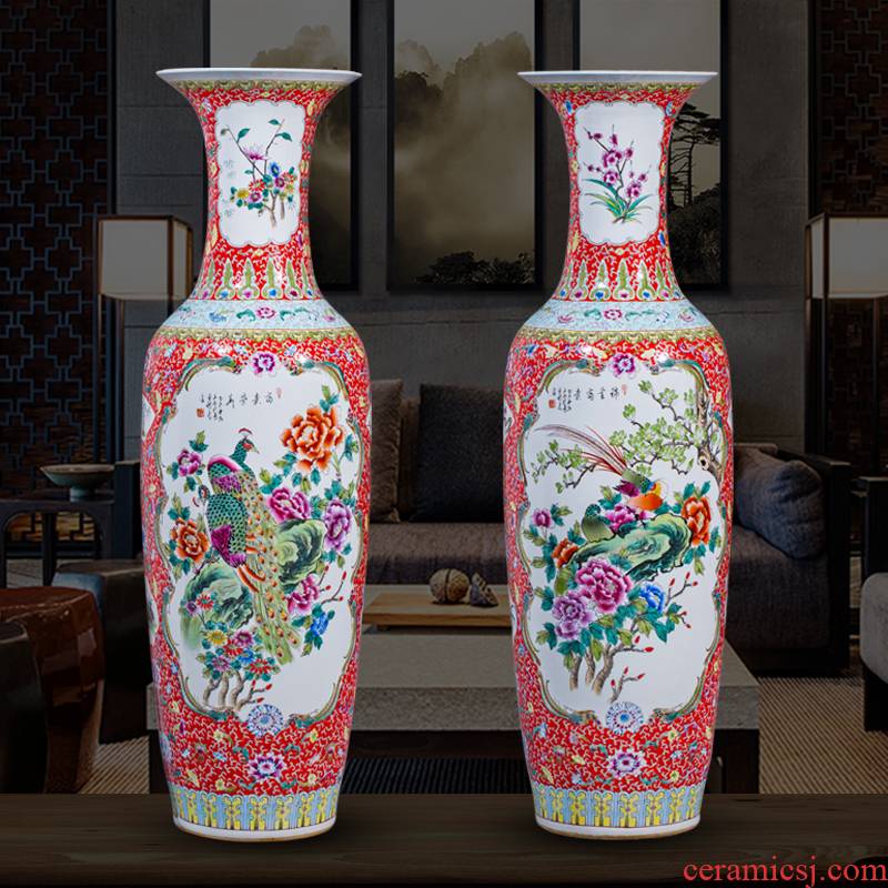 Jingdezhen ceramics hand - made large vases, antique Chinese style hotel furnishing articles new home decoration large living room