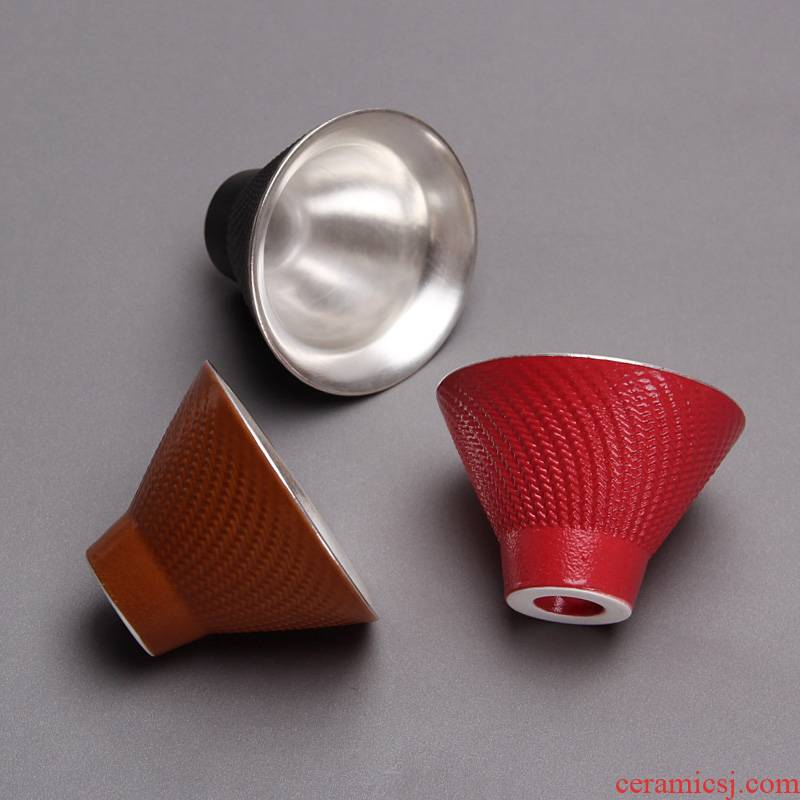 Mingyuan FengTang coarse pottery teacup regimen cup Taiwan tea sample tea cup silver cup kung fu master cup single cup perfectly playable cup