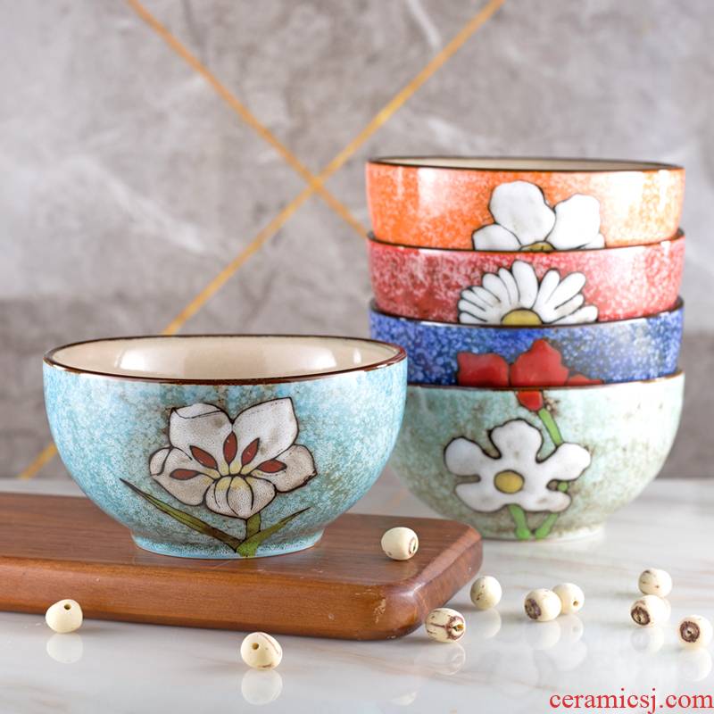 Japanese style restoring ancient ways under the glaze ceramic bowl creative hand - made home eat rice bowl, lovely rainbow such as bowl rice bowl dish bowl mercifully suits for