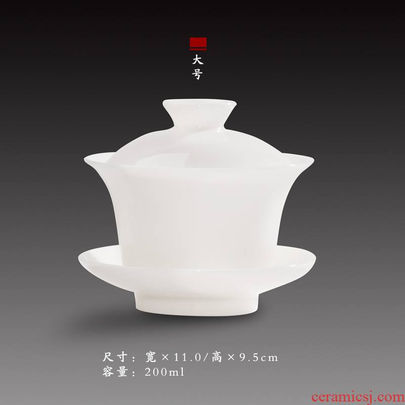 Dragon invertors dehua suet white jade porcelain tureen large tea for ceramic kung fu tea set three bowl mercifully pot of tea cups