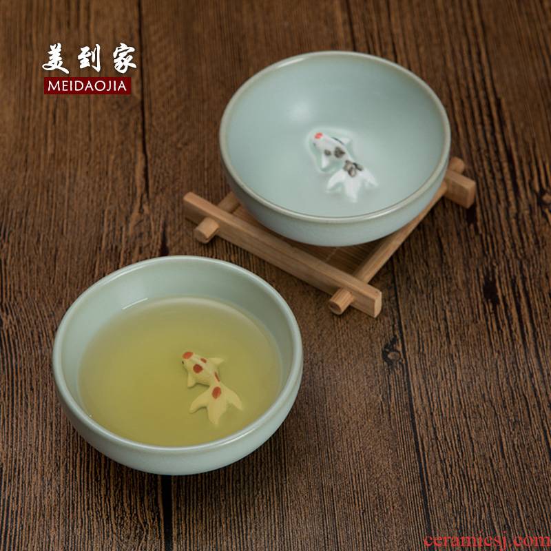Beautiful home manual FuGuiYu cup your up kung fu tea cup ice crack glaze ceramic sample tea cup can open tea set