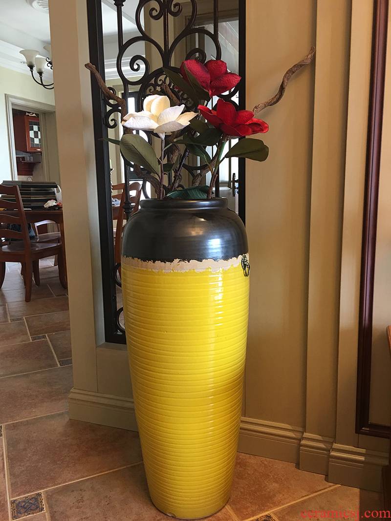 Modern ceramic vase color glaze up landing vase European American sitting room hotel villa place big vase