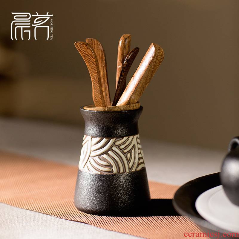 Morning tea, kungfu tea set with a Japanese tea taking zero coarse pottery zen flower implement tea six gentleman ChaGa) is received