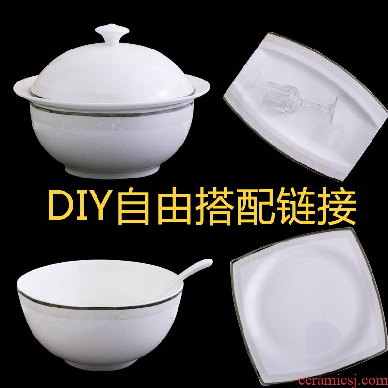 Ipads bowls plates spoon in clay pot dishes suit dishes suit jingdezhen plate set free collocation with DIY