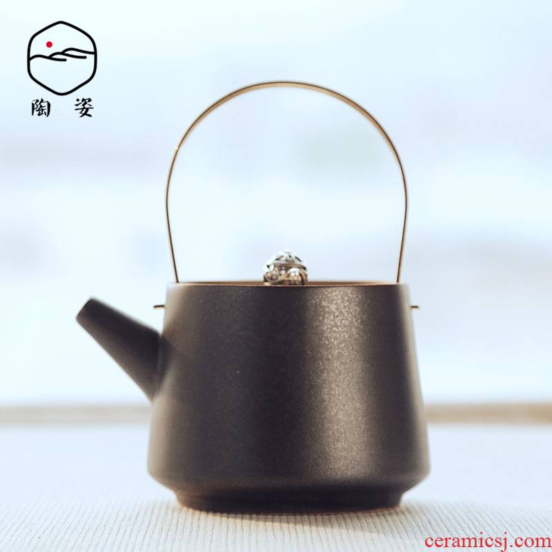 Ceramic teapot TaoZi rust up kung fu, black pottery glaze girder pot of Japanese zen tea restoring ancient ways