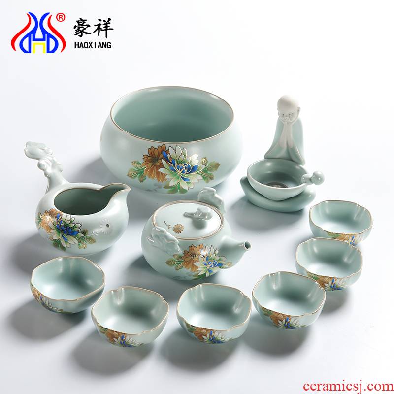 Howe cheung kung fu tea set to open the slice your up of a complete set of ceramic tea tureen teapot tea gift box