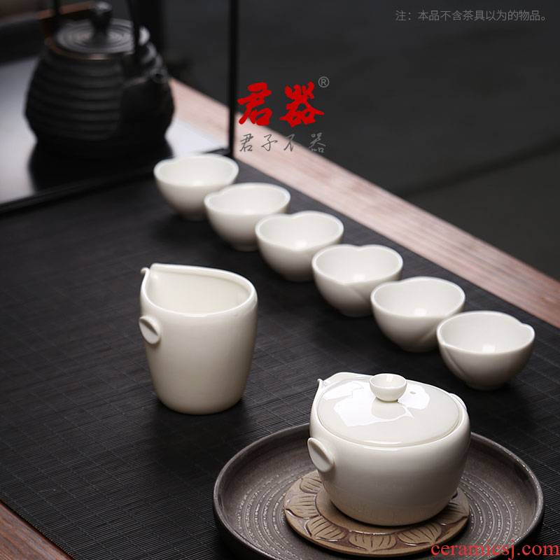 Jun is a whole set of home of kung fu tea set exquisite dehua white porcelain teapot jade porcelain clutching a pot of tea combination