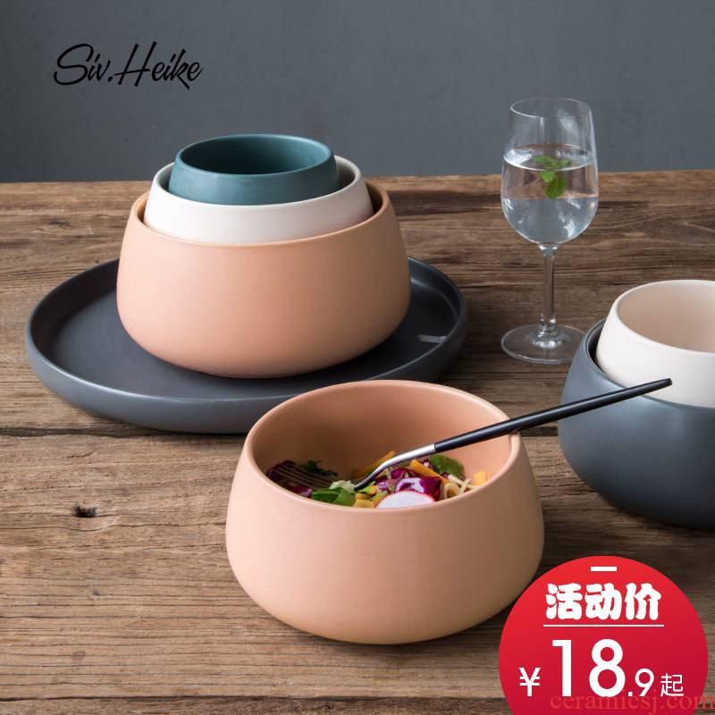 Simple Nordic ins household Japanese continental large ceramic bowl west tableware rainbow such as bowl bowl of soup bowl bowl of soup bowl