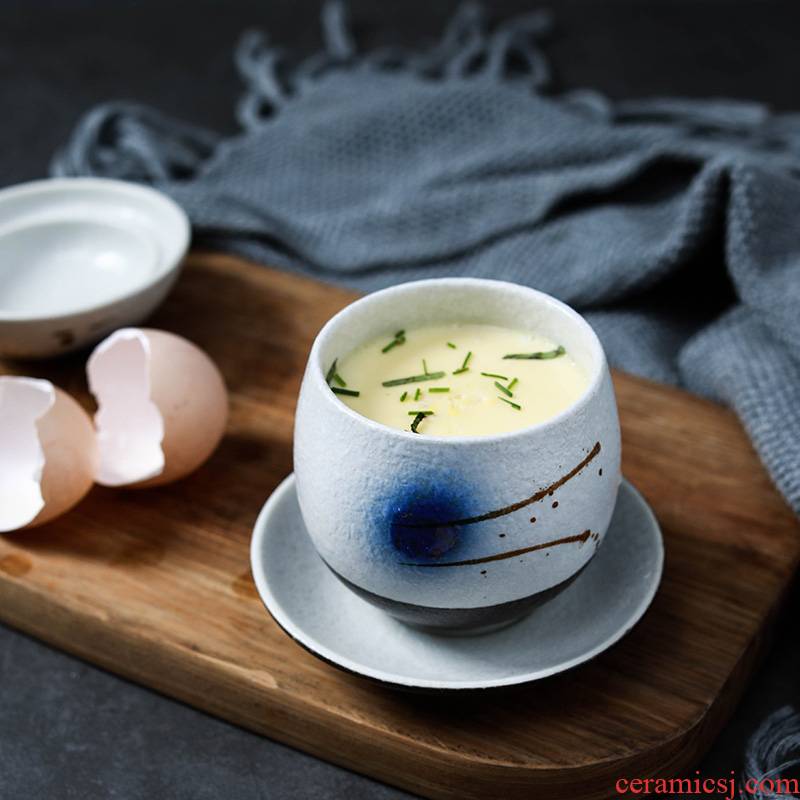Japanese style chicken egg cup ceramic custard cup cup steamed egg cup bird 's nest egg stew cup with cover with the tap