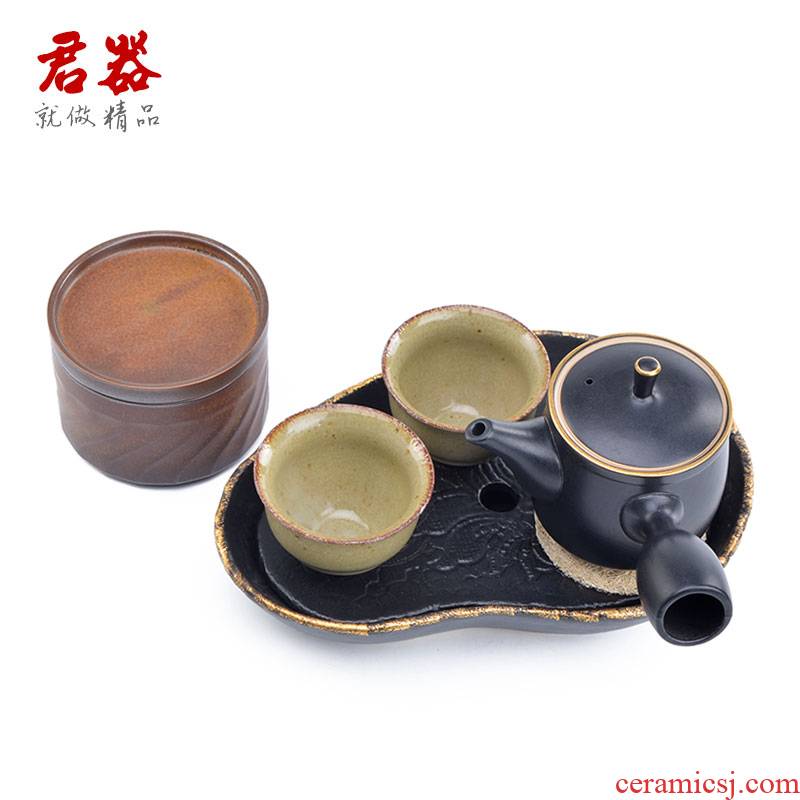 Jun ware coarse pottery kung fu tea set two cups with a pot of tea pot set of ceramic tray side put the pot of restoring ancient ways