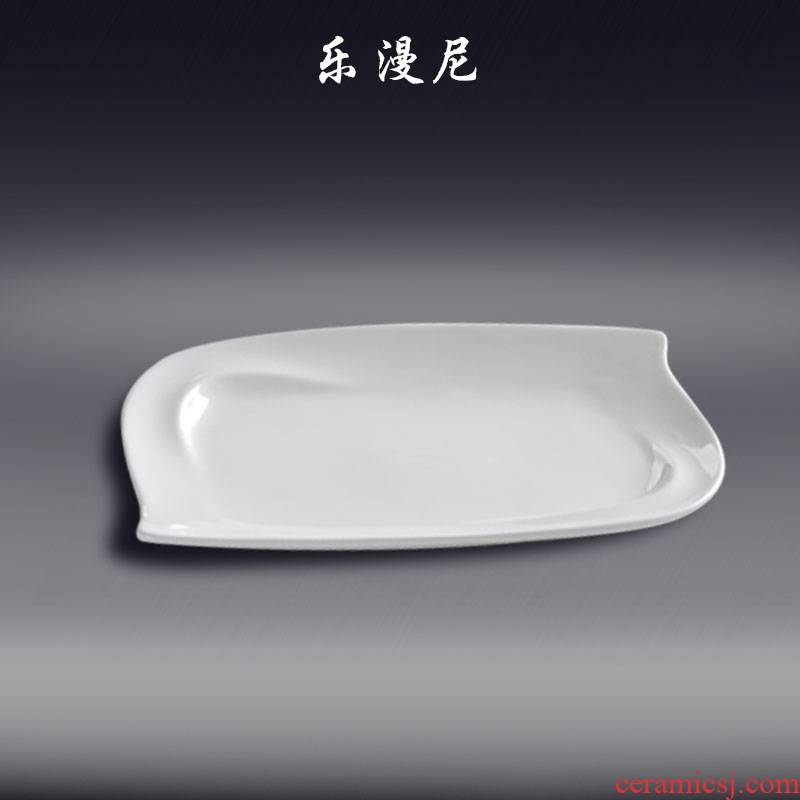 Le flood, 20 rectangular plate - pure white hotel Japanese ceramics tableware snack FanPan abnormity cold 0