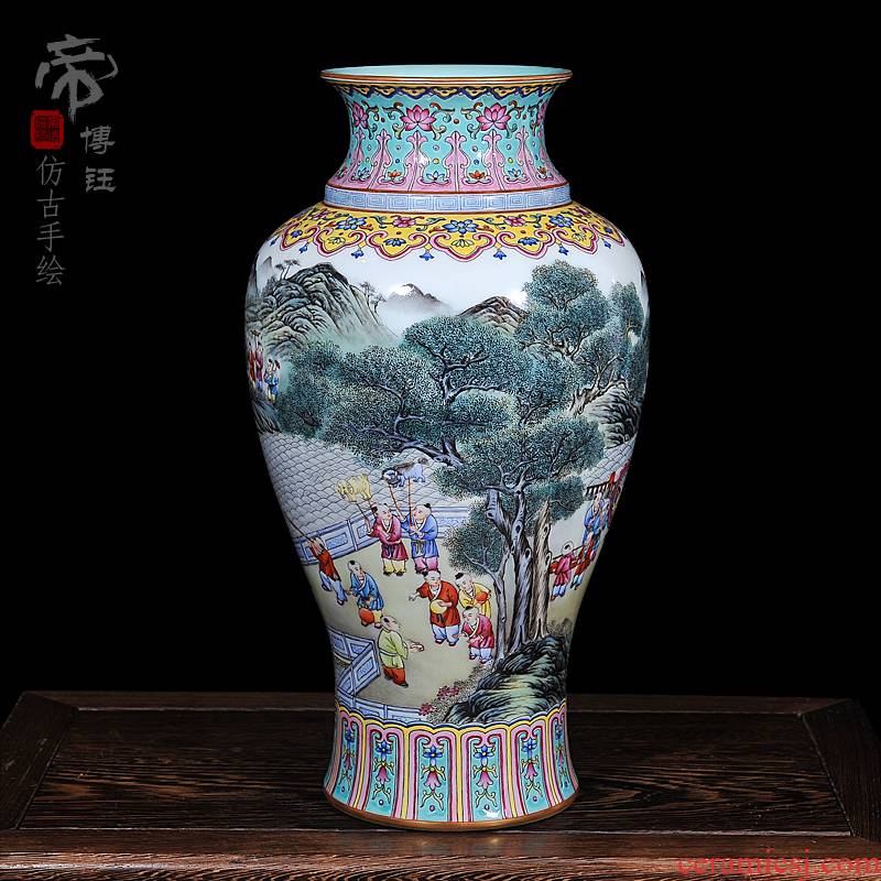 Archaize of jingdezhen ceramics powder enamel qianlong year all hand - made the lad fishtail bottle home have a sitting room furnishing articles