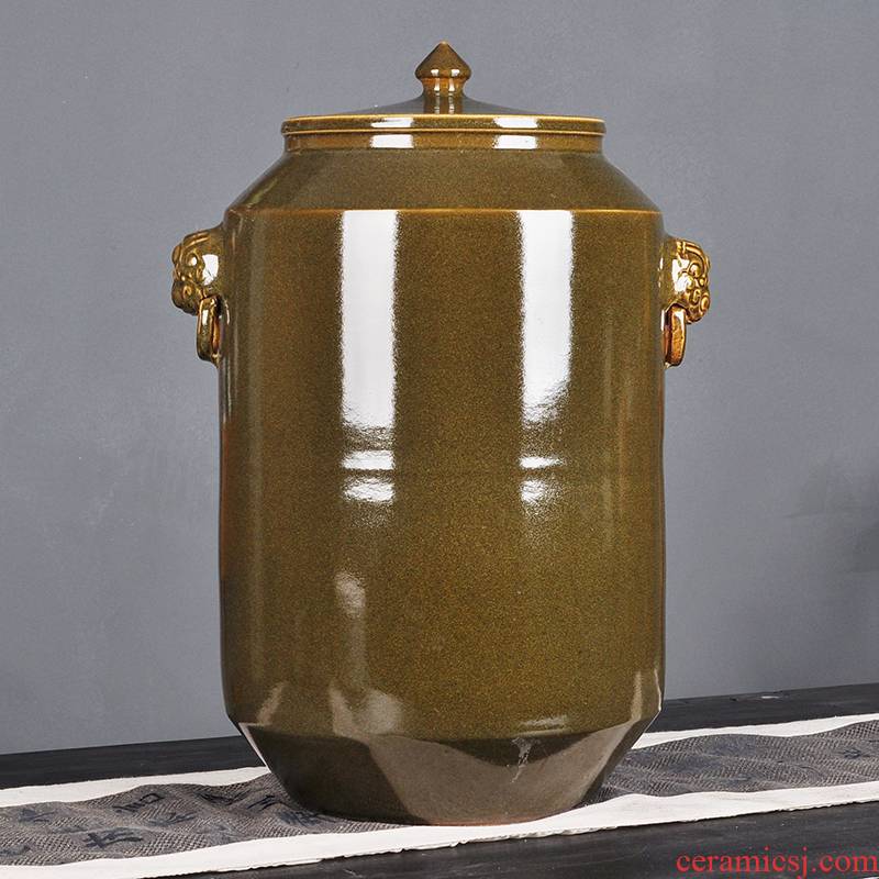 Caddy fixings household large tea urn jingdezhen ceramics pu seal up the container loading bulk tea POTS