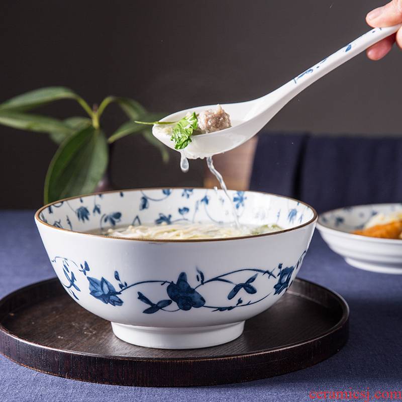 Porcelain soul household Japanese blue and white Porcelain rice bowls, large bowl of microwave bowl of soup bowl rainbow such as bowl dish bowl of salad bowl