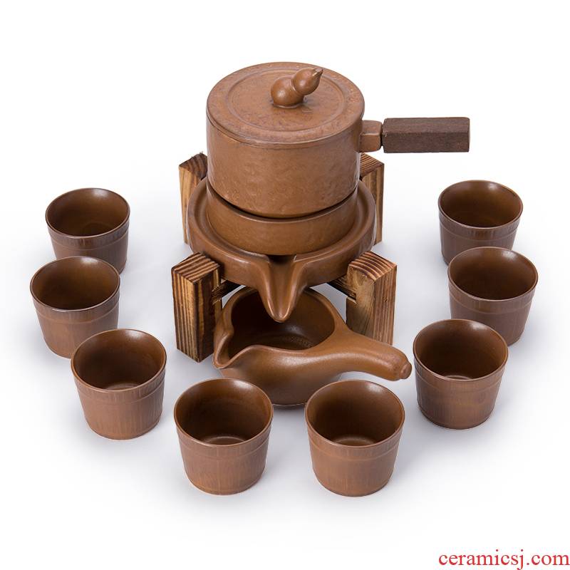 Ronkin ceramic automatic kung fu tea set lazy people against the hot tea of a complete set of domestic stone mill tea set