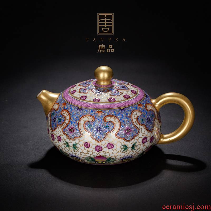 Kung fu tea see colour line enamel xi shi pot all hand satisfied grain little teapot jingdezhen ceramic pot