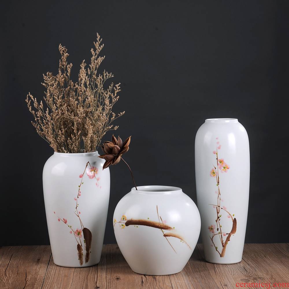 Jingdezhen ceramic vase furnishing articles sitting room flower arranging dried flower vases, flower implement creative three - piece household mesa adornment