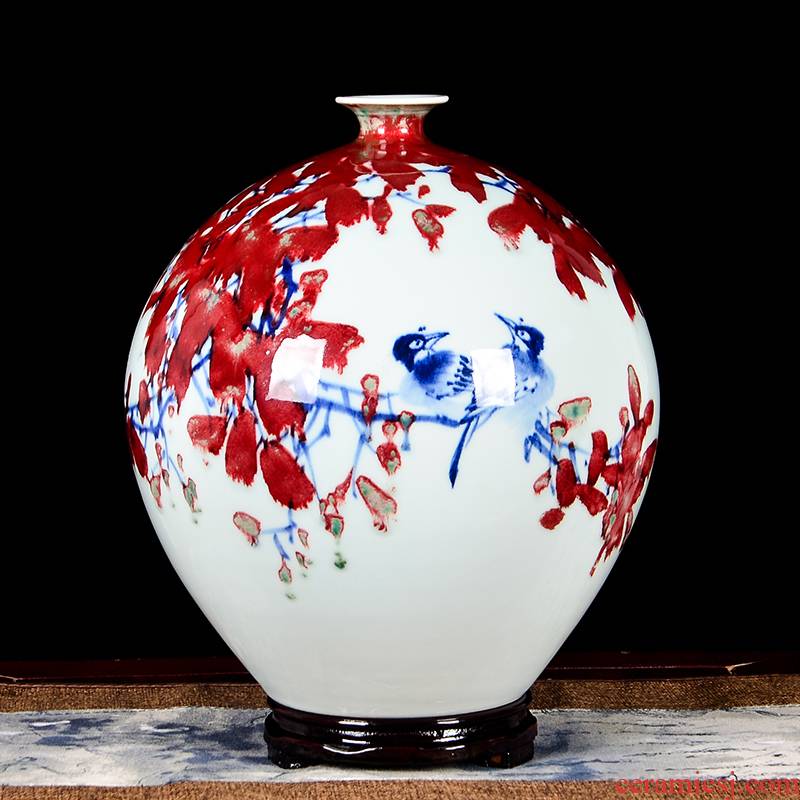 Jingdezhen ceramics by hand draw much luck powder enamel vase modern Chinese style living room decoration furnishing articles