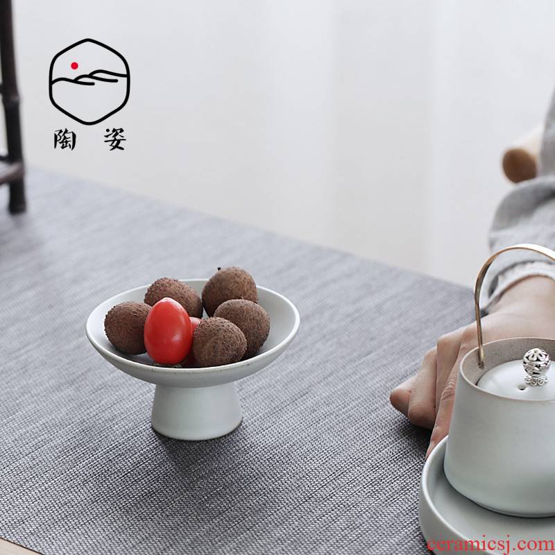 TaoZi ceramic up with restoring ancient ways small fruit bowl Japanese tea black pottery tea accessories of fruit snacks dry fruit tray