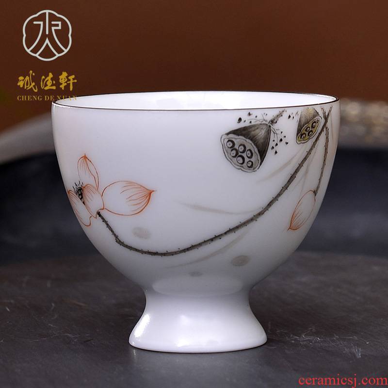 Cheng DE xuan jingdezhen ceramic 199 hand - made of matt glaze color ink lotus between drinking cup single CPU fish play