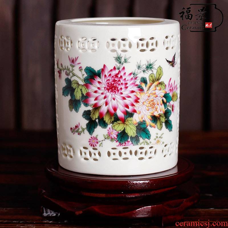 Chinese ancient frame furnishing articles creative household ceramics handicraft brush pot office business gifts to send the the teacher elder