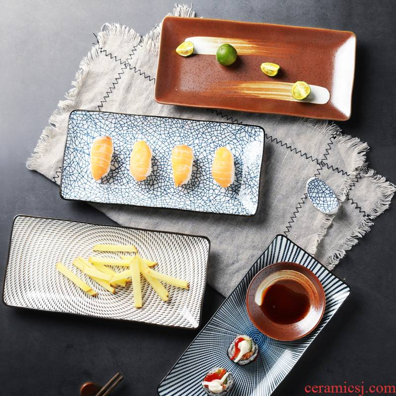 NDP Japanese sushi plate feng household ceramics under rectangular dish dish fish dish glaze color restoring ancient ways of Japanese cuisine tableware
