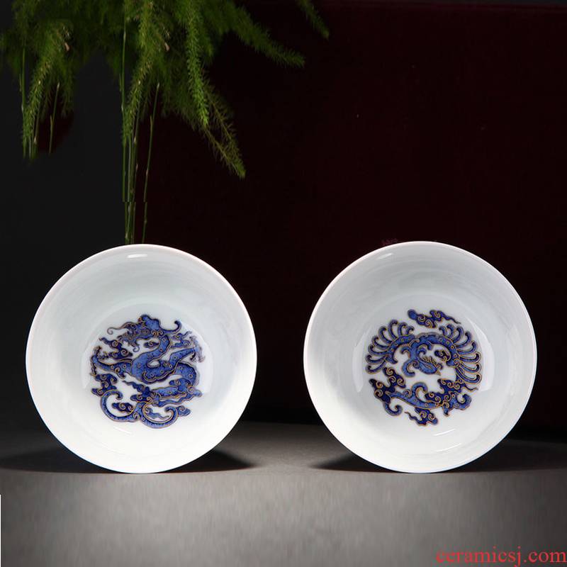 Treasure porcelain Lin ji red longfeng tableware suit household Chinese wind high - grade light much originality club to bowl bowl