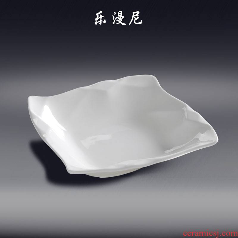 Le diffuse, diamond, square corner deep dish - cooking hot plate of pure white club with special - shaped ceramic tableware