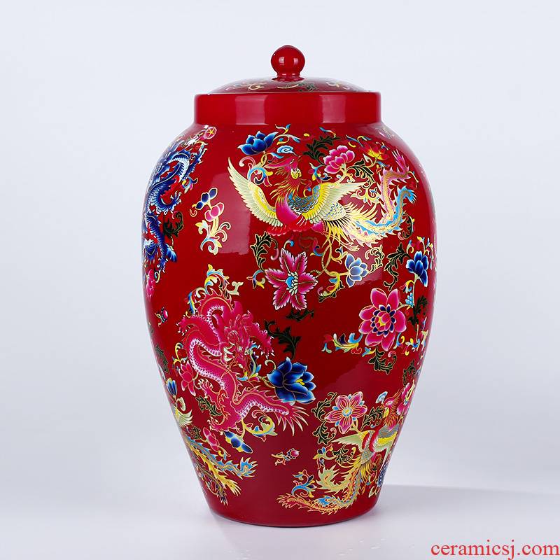 Jingdezhen porcelain with cover to the barrel storage box barrels 20 jins 30 jins jars 50 kg oil tank