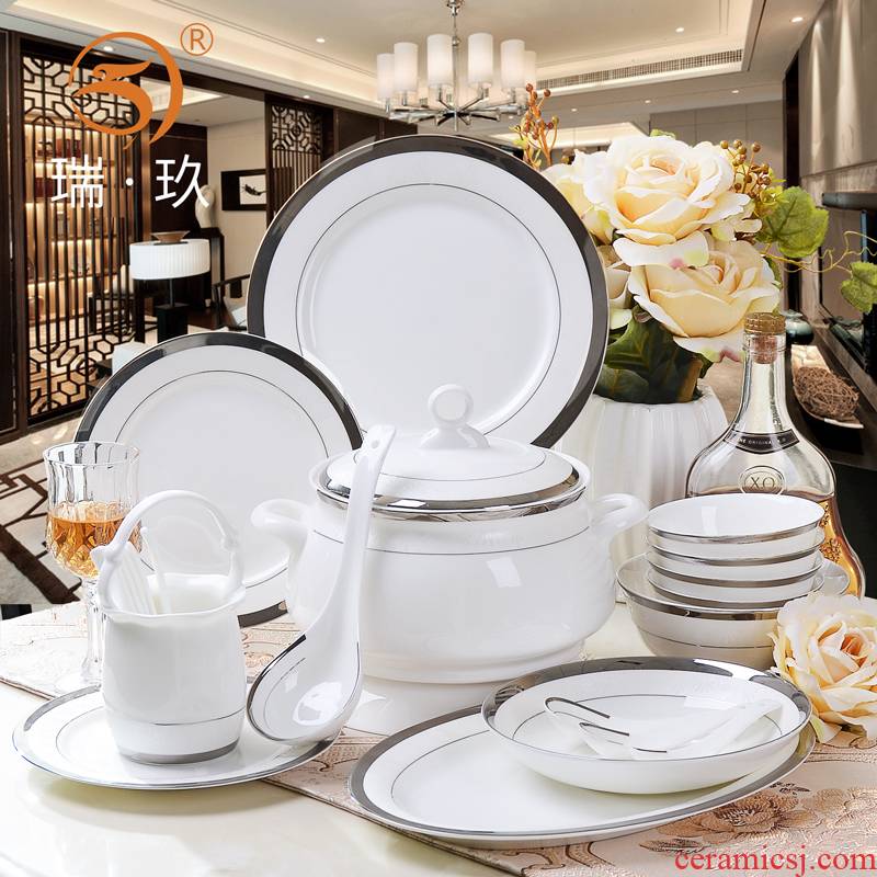 Tangshan 60 head tableware suit Chinese ipads bowls up phnom penh dish bowl chopsticks dishes suit ceramics microwave oven