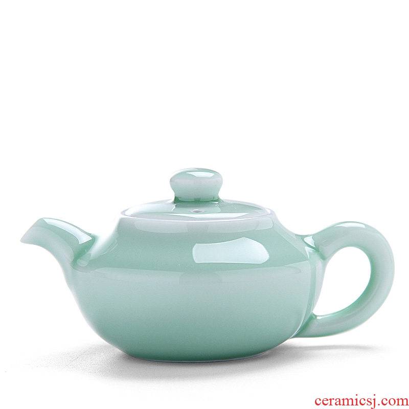 Brother mingyuan FengTang longquan celadon ceramic teapot green tea hand kung fu tea tea han flat pot MFT - 050